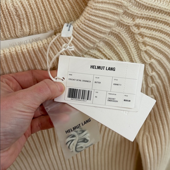 Helmut Lang Cream Ribbed Sweater with Black Accents - Picture 9 of 11